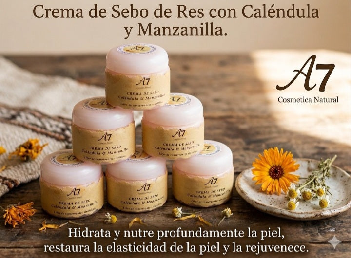 Crema De Sebo de Res Con Calendula y Manzanilla